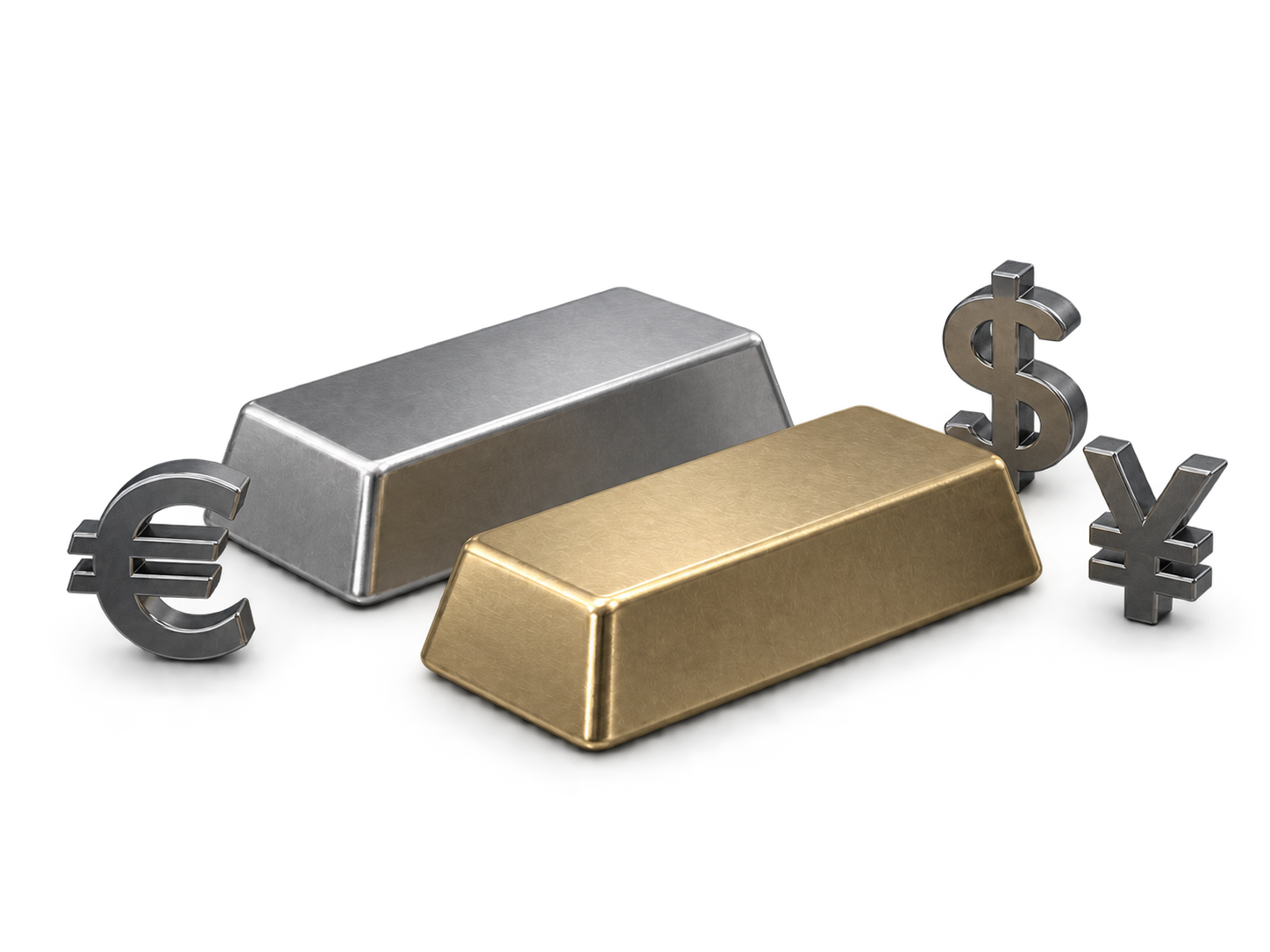 Gold and silver bullion with USD notes